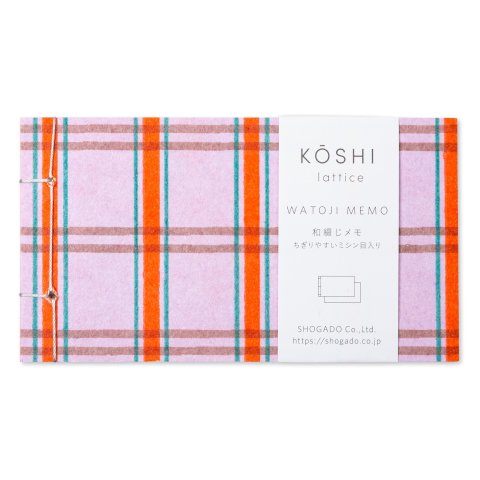 Shogado Watoji Notepad Memo Pad Koshi 5 x 110 x 60 mm, blank, red checkered pattern on purple