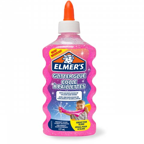 Elmers Glitterkleber PE-Flasche, 177 ml, pink