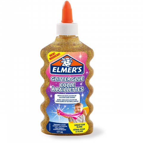 Elmers Glitterkleber PE-Flasche, 177 ml, gold
