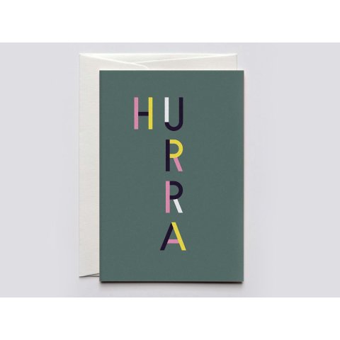 Haferkorn & Sauerbrey Grußkarte DIN B6, Klappkarte mit Kuvert, Lucky Letters Hurra