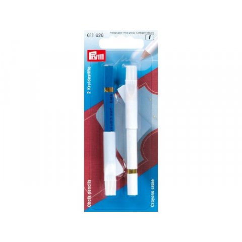 Prym chalk pencil with eraser brush l = 110 mm, white/blue 1 each (611626)