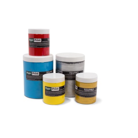 HyprPrint Siebdruckfarbe TexPro wasserbasiert, für Textilien, 250 ml, hellblau
