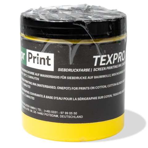 HyprPrint Siebdruckfarbe TexPro wasserbasiert, für Textilien, 250 g, gelb