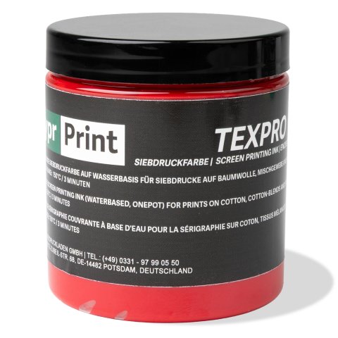 Inchiostro da stampa serigrafica HyprPrint TexPro a base d'acqua, per tessuti, 250 g, rosso