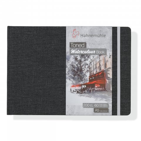 Hahnemühle watercolour scetchbook gray, 200 g/m², 210x148mm, DINA5, lf, 30shts/60pgs