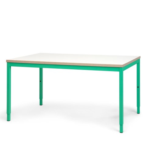 Modulor Tisch M für Kinder, malachitgrün Melaminplatte weiß, Kante multiplex, 25x680x1200mm