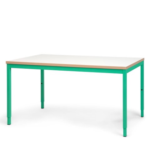 Modulor tavolo M per bambini, verde malachite Piano di lavoro in melamina bianca, bordo in faggio, 25x680x1200 mm