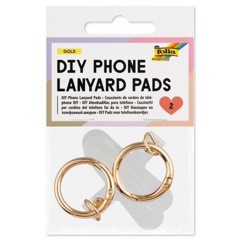 DIY Halter für Handyketten 2 Stück, Karabiner ø 3 cm, Stahl, gold