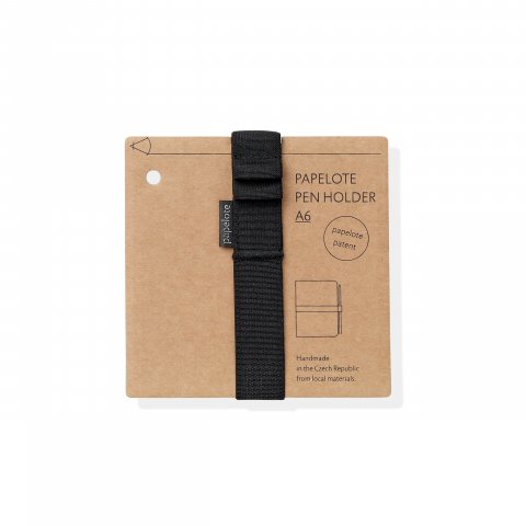 Papelote Verschlussband für Notizbücher elastisch mit 3 Stiftschlaufen, auf Karte, schwarz, DIN A6