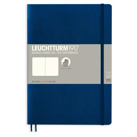 Leuchtturm Notebook Softcover B5, Composition, plain, 123 pages, navy