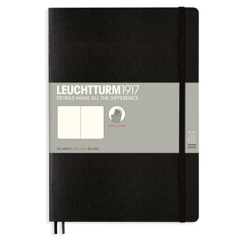 Leuchtturm Notebook Softcover B5, Composition, plain, 123 pages, black