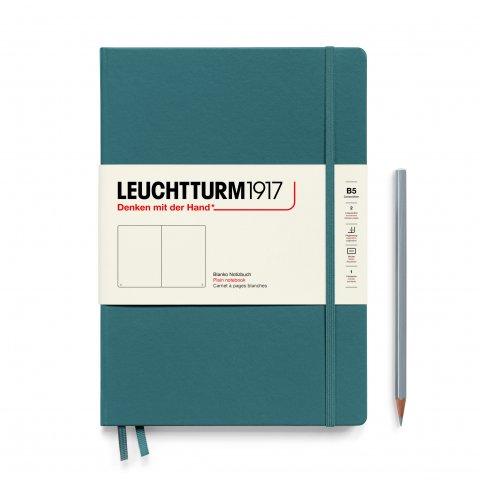 Leuchtturm Notizbuch Softcover B5, Composition, blanko, 123 Seiten, pacific green