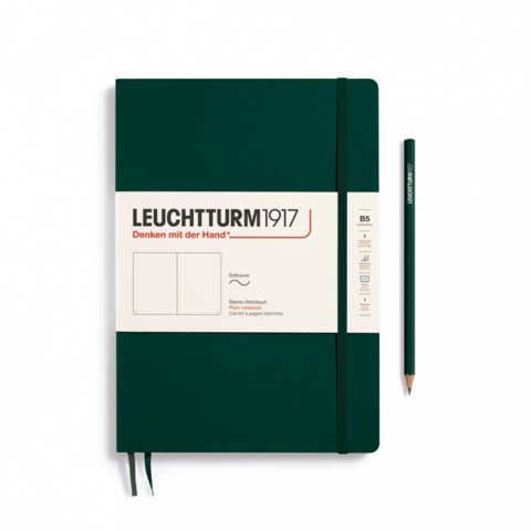 Leuchtturm Notizbuch Softcover B5, Composition, blanko, 123 Seiten, forest green
