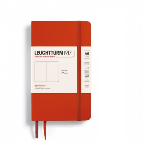 Leuchtturm Notebook Softcover A6, pocket, blank, 123 pages, fox red