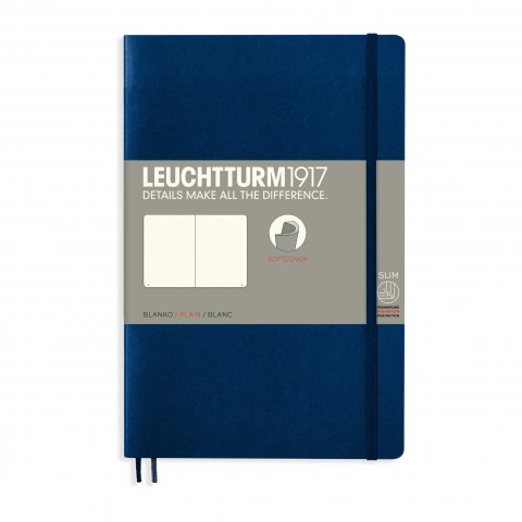 Leuchtturm Notizbuch Softcover B6+, Paperback, blanko, 123 Seiten, marine