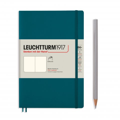 Leuchtturm Notizbuch Softcover B6+, Paperback, blanko, 123 Seiten, pacific green