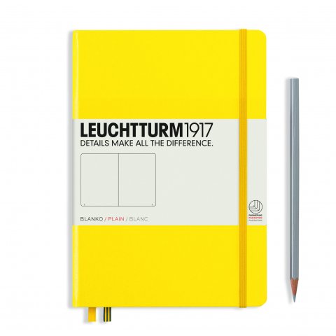 Leuchtturm taccuino, copertina morbida A5, medio, bianco, 123 pagine, limone