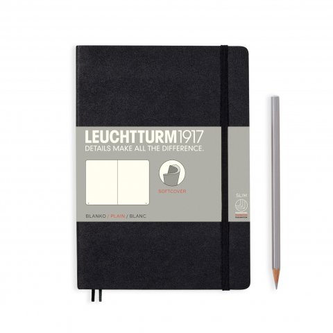 Leuchtturm Notizbuch Softcover A5, Medium, blanko, 123 Seiten, schwarz