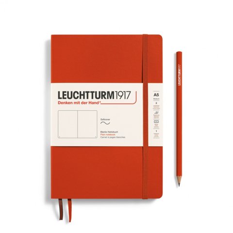 Leuchtturm taccuino, copertina morbida A5, medio, bianco, 123 pagine, rosso volpe