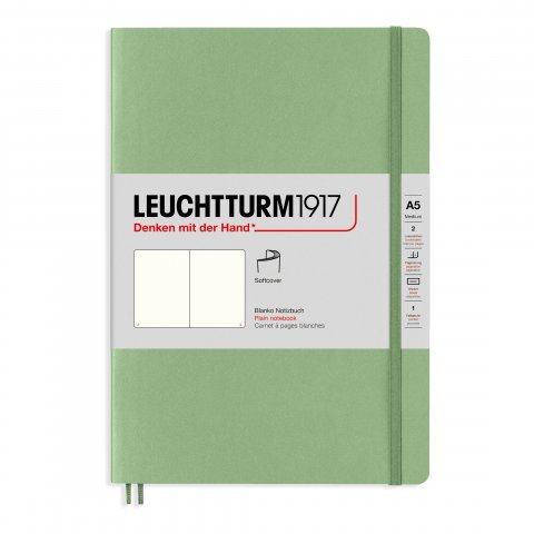 Leuchtturm Notizbuch Softcover A5, Medium, blanko, 123 Seiten, salbei