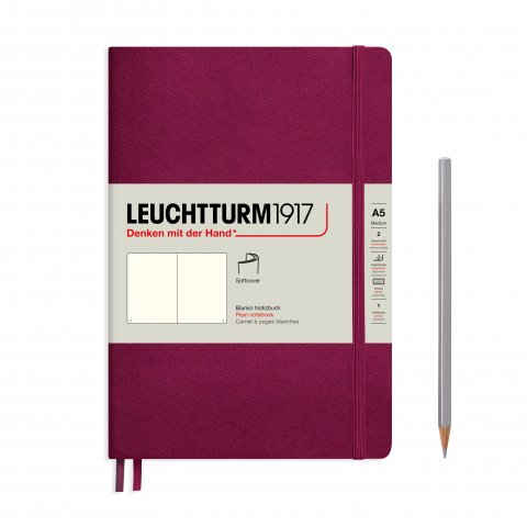 Lighthouse Notebook Tapa blanda A5, mediano, cuadriculado con puntos, 123 páginas, rojo puerto