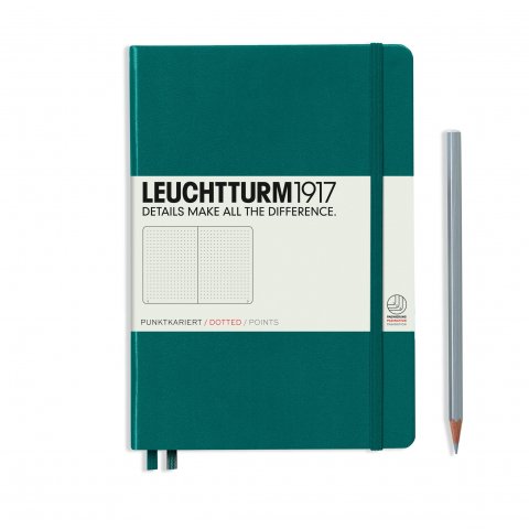 Leuchtturm Notebook Softcover A5, medium, dot check, 123 p., pacific green