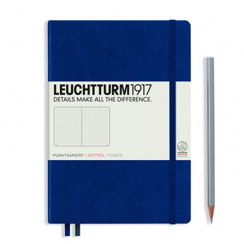 Lighthouse Notebook Tapa blanda A5, mediano, punteado, 123 páginas, azul marino
