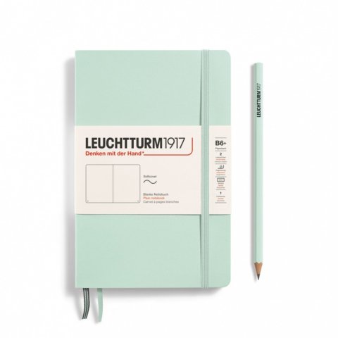 Leuchtturm Notizbuch Softcover B6+, Paperback, blanko, 123 Seiten, mint green