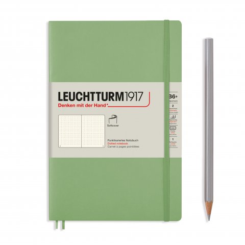 Lighthouse Notebook Tapa blanda B6+, encuadernación en rústica, punteada, 123 páginas, salvia