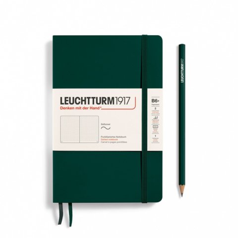 Leuchtturm Notebook Softcover B6+, dotted, 123 pages, forest green