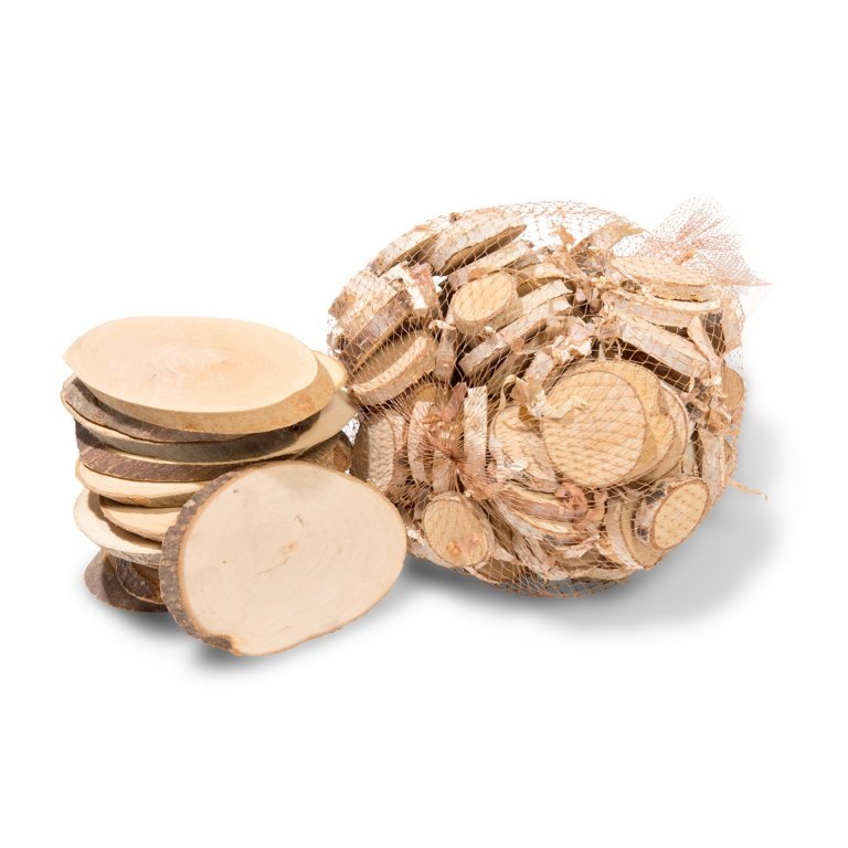Wood discs with bark