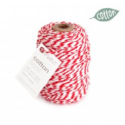 Cotton Twist Baumwollschnur, zweifarbig ø ca. 2 mm, l = 50 m, rot/weiß
