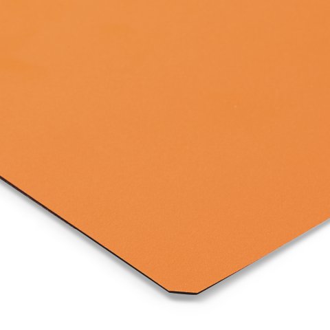 Farbmuster Tischplatte DIN A6 Melamin/HPL 0,8 mm, SD geperlt matt, orange