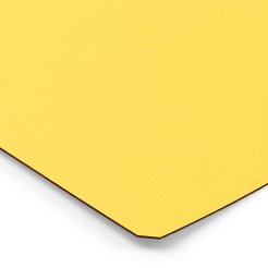 Muestra de color del tablero DIN A6 Melamina/HPL 0,8 mm, SD perlado mate, amarillo cinc