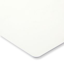 Farbmuster Tischplatte DIN A6 HPL/Basic 0,8 mm, SD geperlt matt, kristallweiß
