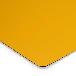 Farbmuster Tischplatte DIN A6 Melamin/HPL 0,8 mm, SD geperlt matt, ginstergelb