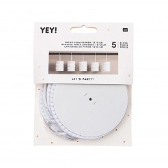 Zuglaterne aus Papier ø 10 cm, 5 Stück, weiß