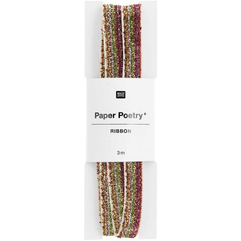 Velvet glitter ribbon w = 10 mm, l = 3 m, gradient red-gold