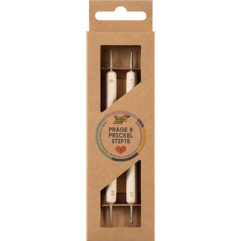 Alfileres de gofrado y punzonado Juego de 2, de madera con 4 puntas