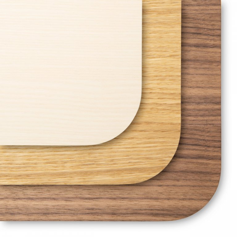 Veneer table top, bevelled edge, 50 mm corner radi