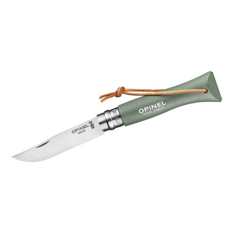 Opinel pocket knife colored stainless steel No. 06 Beech wood, stainless, blade 72 mm, sage