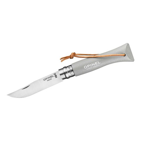 Opinel pocket knife colored stainless steel No. 06 Beech wood, stainless, blade 72 mm, gray