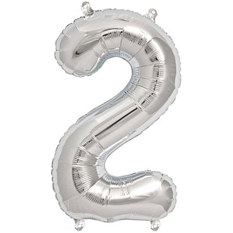 Foil Balloon Number silver, h = 36 cm, 2