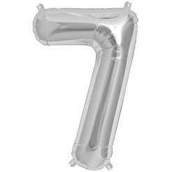 Números de Globo de Lámina, plata, altura=36 cm, 7