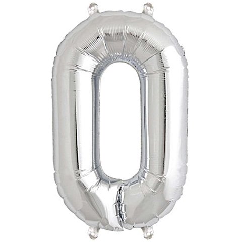 Folienballon Zahlen silber, h=36 cm, 0