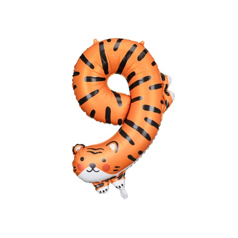 Folienballon Zahlen Tiger, 64 x 87 cm, Ziffer = 9