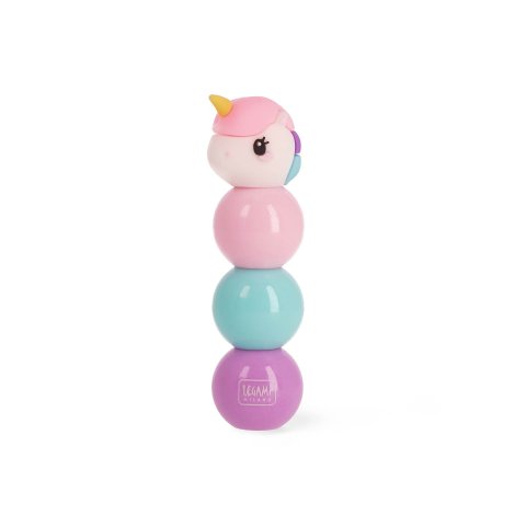 Legami Textmarker 3 in 1, Set 3 Stück, wasserbasiert, pink/blau/lila, Einhorn