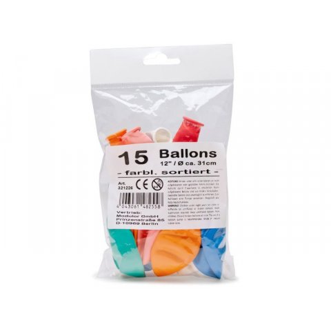 Balloons, mix of colors ø ca. 310 mm, 15 pcs., mix basic