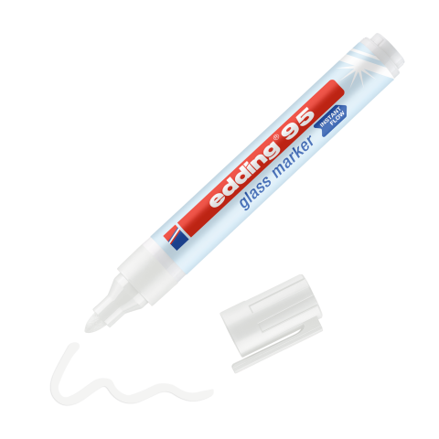 Edding glass marker 95 Pen, round tip 2 - 3 mm, white