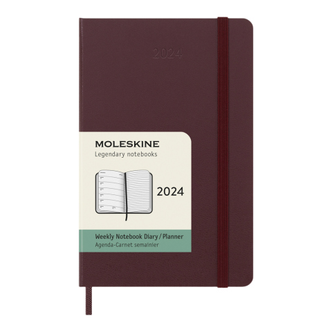 Moleskine Weekly Notebook planner, 12 months 2024, DIN A6, hardcover, bordeaux red (7115)